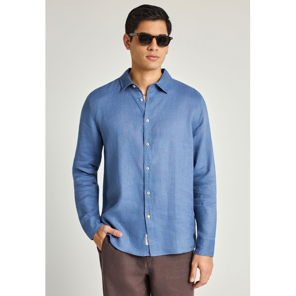 Funky Buddha The Essentials Linen Πουκάμισο Μακρυμάνικο Ανδρικό (FBM013-001-05-INDIGO)
