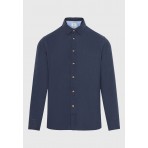 Funky Buddha The Essentials Ανδρικό Μακρυμάνικο Πουκάμισο Μπλε Σκούρο
