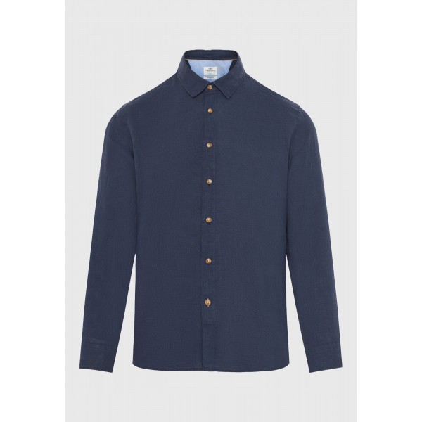 Funky Buddha The Essentials Linen Πουκάμισο Μακρυμάνικο Ανδρικό (FBM013-001-05-NAVY)