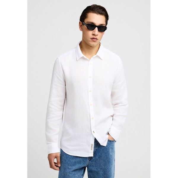 Funky Buddha The Essentials Linen Πουκάμισο Μακρυμάνικο Ανδρικό (FBM013-001-05-WHITE)