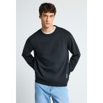 Funky Buddha The Essentials Ανδρική Μακρυμάνικη Μπλούζα με Λαιμόκοψη Μαύρη