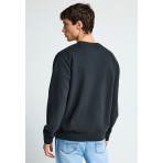 Funky Buddha The Essentials Ανδρική Μακρυμάνικη Μπλούζα με Λαιμόκοψη Μαύρη