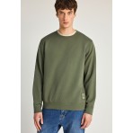 Funky Buddha The Essentials Ανδρική Μακρυμάνικη Μπλούζα με Λαιμόκοψη Χακί