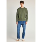 Funky Buddha The Essentials Ανδρική Μακρυμάνικη Μπλούζα με Λαιμόκοψη Χακί