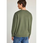 Funky Buddha The Essentials Ανδρική Μακρυμάνικη Μπλούζα με Λαιμόκοψη Χακί