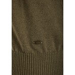 Funky Buddha Ανδρική Πλεκτή Μακρυμάνικη Μπλούζα με Λαιμόκοψη Χακί