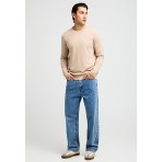 Funky Buddha Ανδρική Πλεκτή Μακρυμάνικη Μπλούζα με Λαιμόκοψη Μπεζ