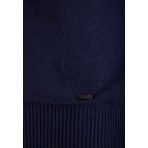 Funky Buddha Ανδρική Πλεκτή Μακρυμάνικη Μπλούζα με Λαιμόκοψη Μπλε Σκούρο