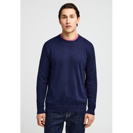 Funky Buddha Ανδρική Πλεκτή Μακρυμάνικη Μπλούζα με Λαιμόκοψη Μπλε Σκούρο