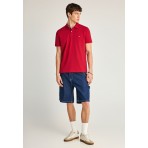 Funky Buddha Ανδρική Κοντομάνικη Μπλούζα Polo Κόκκινη