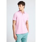 Funky Buddha Ανδρική Κοντομάνικη Μπλούζα Polo Ροζ