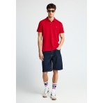 Funky Buddha Ανδρική Κοντομάνικη Μπλούζα Polo Κόκκινη