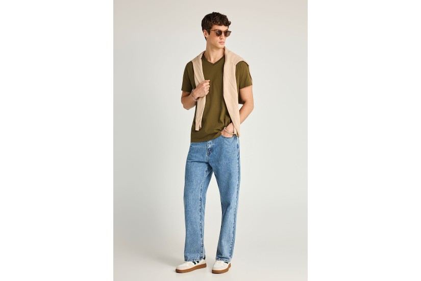 Funky Buddha The Basics Collection Ανδρικό Κοντομάνικο T-Shirt Λαδί