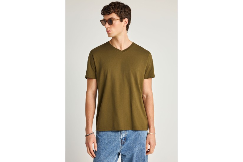 Funky Buddha The Basics Collection Ανδρικό Κοντομάνικο T-Shirt Λαδί