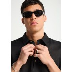 Funky Buddha The Essentials Ανδρικό Κοντομάνικο Λινό Πουκάμισο Μαύρο