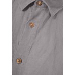 Funky Buddha The Essentials Ανδρικό Κοντομάνικο Λινό Πουκάμισο Γκρι