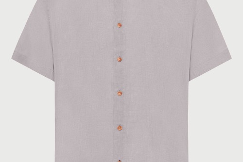 Funky Buddha The Essentials Linen Πουκάμισο Κοντομάνικο Ανδρικό (FBM013-002-05-GREY)