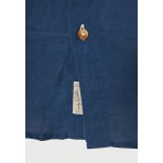 Funky Buddha The Essentials Ανδρικό Κοντομάνικο Λινό Πουκάμισο Μπλε