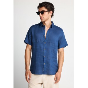 Funky Buddha The Essentials Linen Πουκάμισο Κοντομάνικο Ανδρικό (FBM013-002-05-TWILIGHT-BLUE)