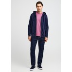 Funky Buddha The Essentials Ανδρική Βαμβακερή Ζακέτα με Κουκούλα Μπλε Σκούρο