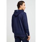 Funky Buddha The Essentials Ανδρική Βαμβακερή Ζακέτα με Κουκούλα Μπλε Σκούρο