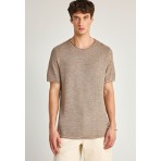 Funky Buddha Ανδρικό Πλεκτό Κοντομάνικο T-Shirt Πουρό