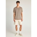 Funky Buddha Ανδρικό Πλεκτό Κοντομάνικο T-Shirt Πουρό