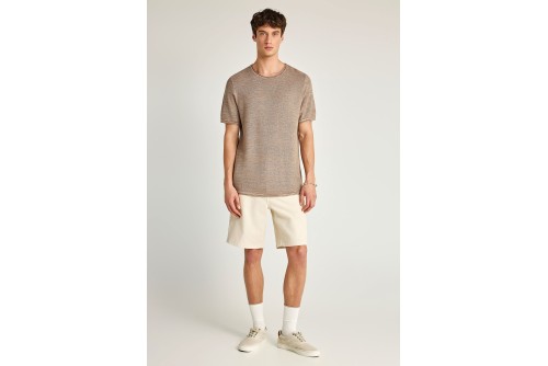 Funky Buddha Garment Dyed Πλεκτό T-Shirt Ανδρικό (FBM013-002-09-CIGAR-MEL)