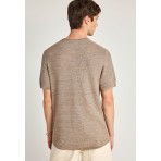 Funky Buddha Ανδρικό Πλεκτό Κοντομάνικο T-Shirt Πουρό