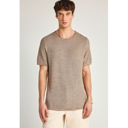 Funky Buddha Ανδρικό Πλεκτό Κοντομάνικο T-Shirt Πουρό