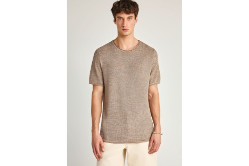 Funky Buddha Garment Dyed Πλεκτό T-Shirt Ανδρικό (FBM013-002-09-CIGAR-MEL)