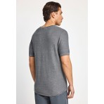 Funky Buddha Ανδρικό Πλεκτό Κοντομάνικο T-Shirt Γκρι