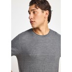 Funky Buddha Ανδρικό Πλεκτό Κοντομάνικο T-Shirt Γκρι