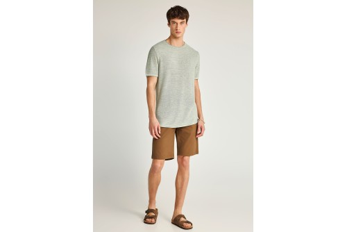 Funky Buddha Garment Dyed Πλεκτό T-Shirt Ανδρικό (FBM013-002-09-SAGE-GREEN-MEL)