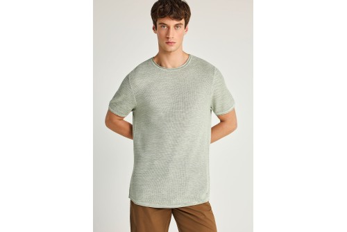 Funky Buddha Garment Dyed Πλεκτό T-Shirt Ανδρικό (FBM013-002-09-SAGE-GREEN-MEL)