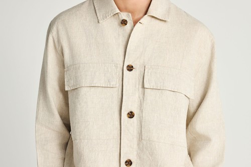 Funky Buddha Ανδρικό Λινό Casual Μπουφάν (FBM013-003-01-CLOUD-CREAM)
