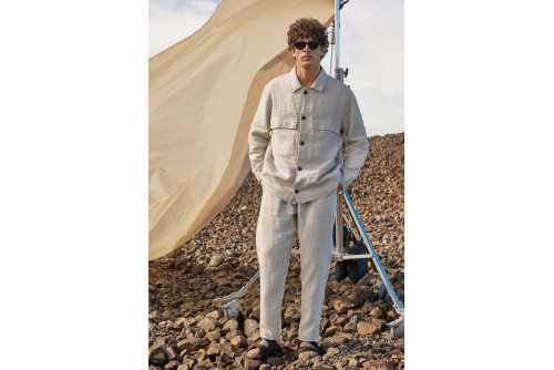 Funky Buddha Ανδρικό Λινό Casual Μπουφάν (FBM013-003-01-CLOUD-CREAM)