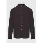 Funky Buddha The Essentials Ανδρικό Μακρυμάνικο Λινό Πουκάμισο Μαύρο