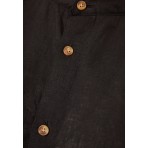 Funky Buddha The Essentials Ανδρικό Μακρυμάνικο Λινό Πουκάμισο Μαύρο