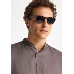 Funky Buddha The Essentials Ανδρικό Μακρυμάνικο Λινό Πουκάμισο Καφέ