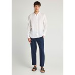 Funky Buddha The Essentials Ανδρικό Μακρυμάνικο Λινό Πουκάμισο Λευκό