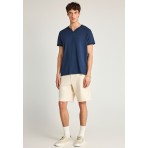 Funky Buddha The Essentials Ανδρικό Κοντομάνικο T-Shirt Μπλε Σκούρο