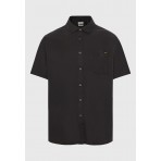 Funky Buddha Ανδρικό Κοντομάνικο Πουκάμισο Μαύρο