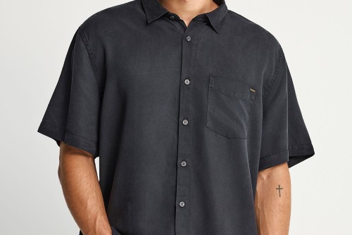 Funky Buddha Basic Lyocell Πουκάμισο Κοντομάνικο Ανδρικό (FBM013-005-05-BLACK)