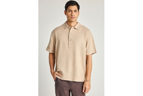 Funky Buddha Lyocell Oversized Polo Ανδρικό (FBM013-005-11-GREIGE)
