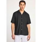Funky Buddha The Essentials Ανδρικό Κοντομάνικο Πουκάμισο Μαύρο