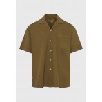 Funky Buddha The Essentials Ανδρικό Κοντομάνικο Πουκάμισο Λαδί