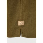 Funky Buddha The Essentials Ανδρικό Κοντομάνικο Πουκάμισο Λαδί