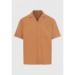 Funky Buddha The Essentials Ανδρικό Κοντομάνικο Πουκάμισο Καφέ