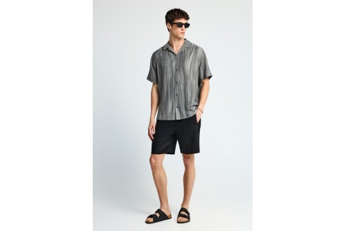 Funky Buddha Linen Βερμούδα Chino Ανδρική (FBM013-009-03-BLACK)